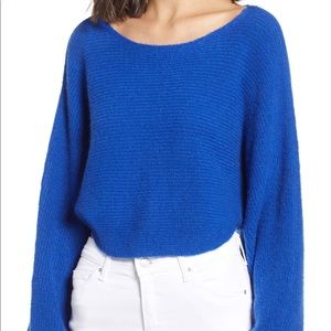 Crop Dolman Pullover Cropped Blue Sweater